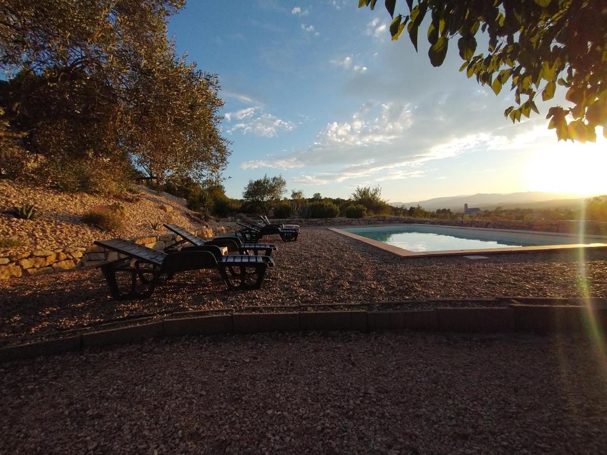 Les Agaves Piscine Panoramique Vue Exceptionnelle Bed and Breakfast Grospierres Exterior foto