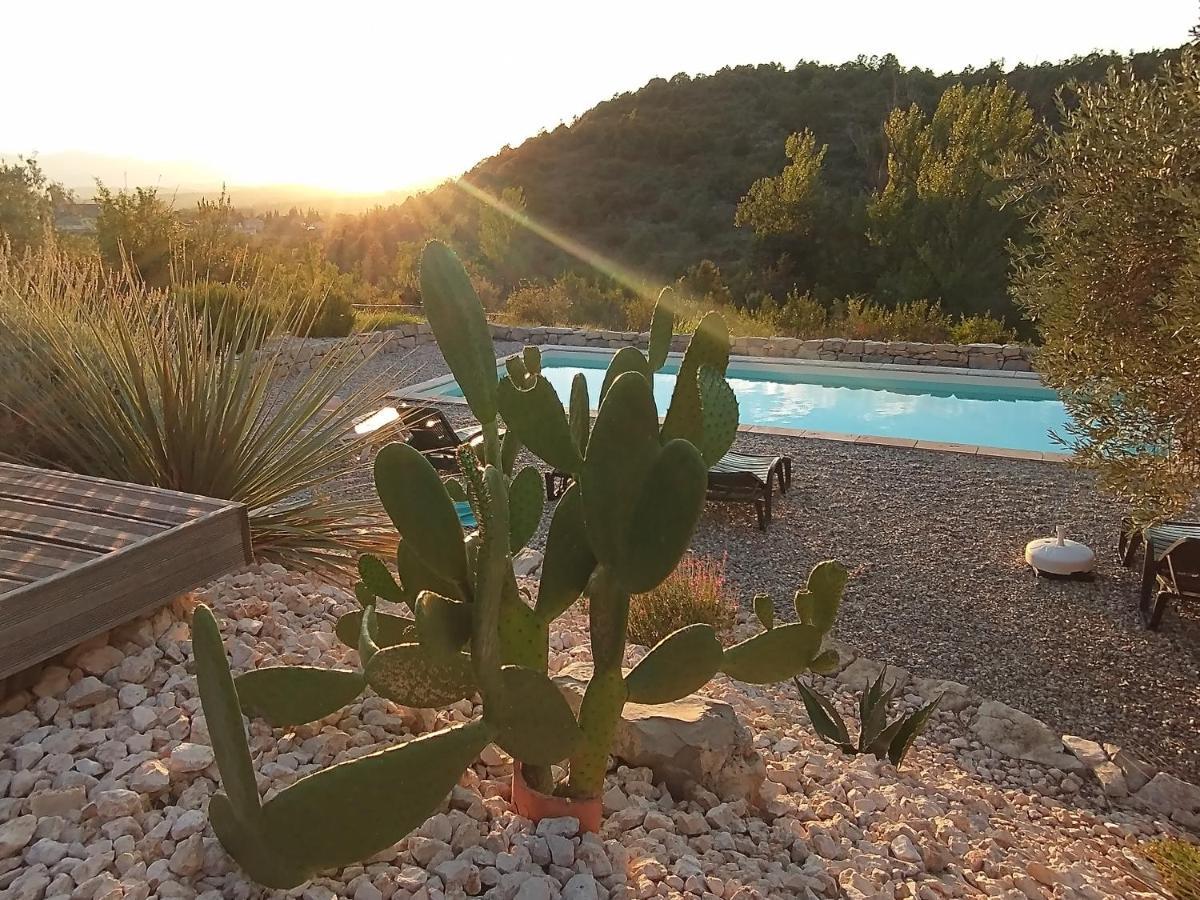 Les Agaves Piscine Panoramique Vue Exceptionnelle Bed and Breakfast Grospierres Exterior foto